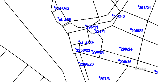 Parcela st. 435/1 v KÚ Násedlovice, Katastrální mapa