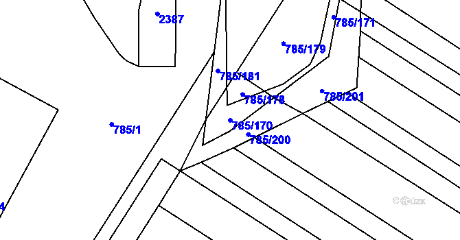 Parcela st. 785/170 v KÚ Násedlovice, Katastrální mapa