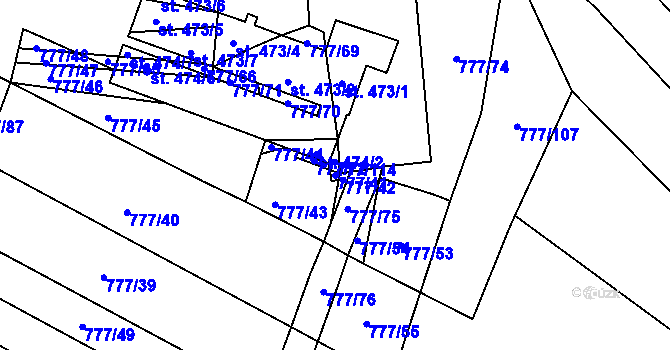 Parcela st. 777/41 v KÚ Násedlovice, Katastrální mapa