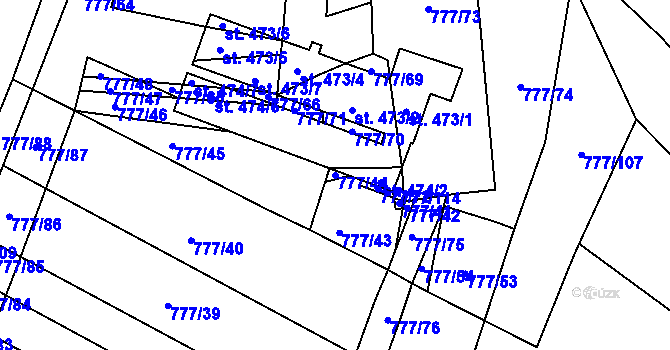 Parcela st. 777/44 v KÚ Násedlovice, Katastrální mapa