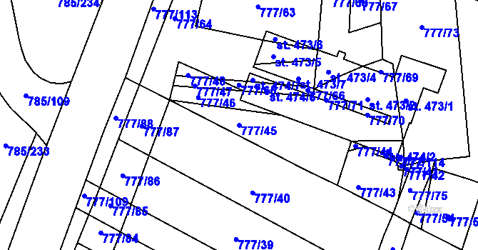 Parcela st. 777/45 v KÚ Násedlovice, Katastrální mapa