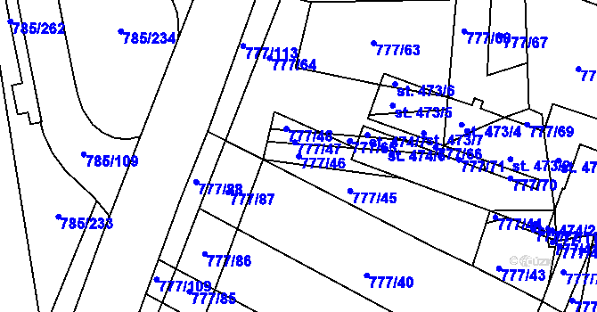 Parcela st. 777/46 v KÚ Násedlovice, Katastrální mapa