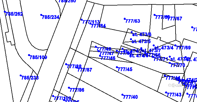Parcela st. 777/47 v KÚ Násedlovice, Katastrální mapa
