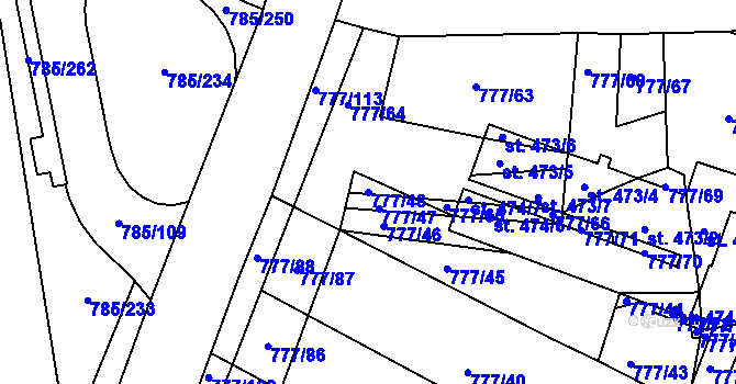 Parcela st. 777/48 v KÚ Násedlovice, Katastrální mapa