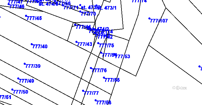 Parcela st. 777/54 v KÚ Násedlovice, Katastrální mapa
