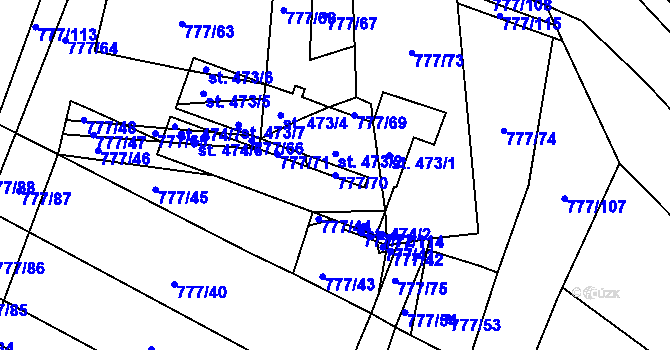 Parcela st. 777/70 v KÚ Násedlovice, Katastrální mapa