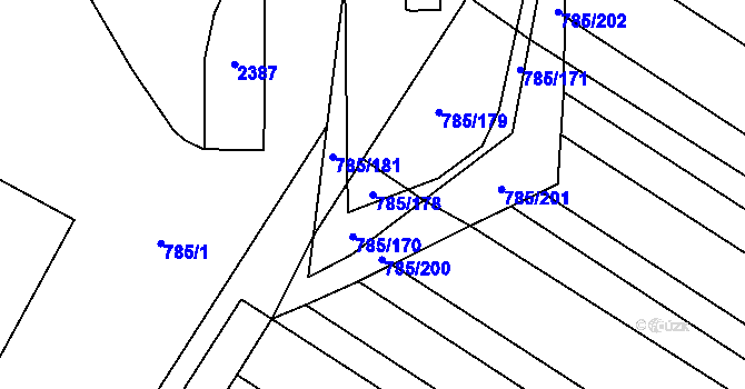 Parcela st. 785/178 v KÚ Násedlovice, Katastrální mapa