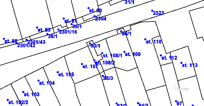 Parcela st. 108/1 v KÚ Násedlovice, Katastrální mapa