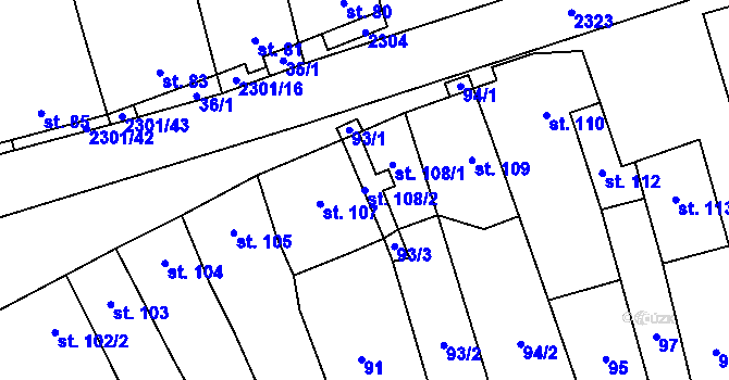 Parcela st. 108/2 v KÚ Násedlovice, Katastrální mapa