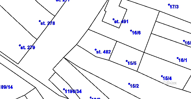 Parcela st. 482 v KÚ Násedlovice, Katastrální mapa