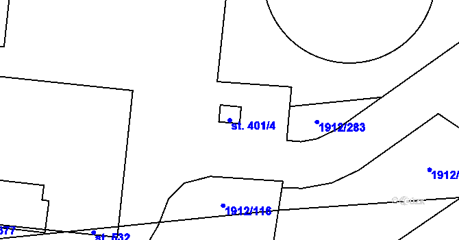 Parcela st. 401/4 v KÚ Násedlovice, Katastrální mapa