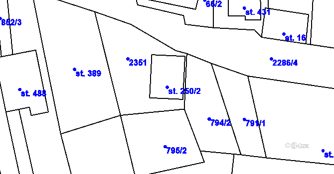 Parcela st. 250/2 v KÚ Násedlovice, Katastrální mapa
