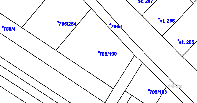 Parcela st. 785/190 v KÚ Násedlovice, Katastrální mapa