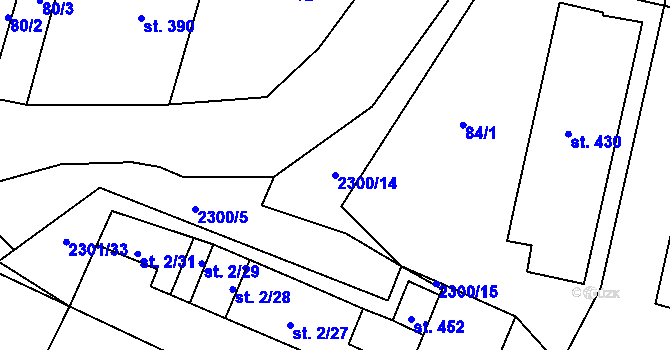 Parcela st. 2300/14 v KÚ Násedlovice, Katastrální mapa