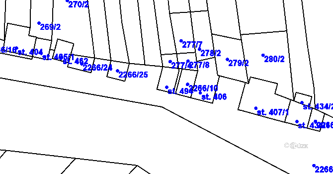 Parcela st. 494 v KÚ Násedlovice, Katastrální mapa
