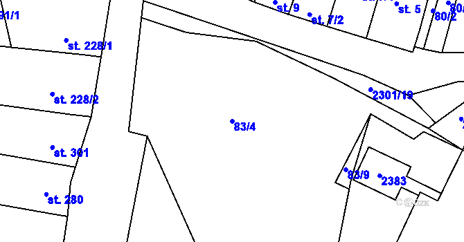 Parcela st. 83/4 v KÚ Násedlovice, Katastrální mapa