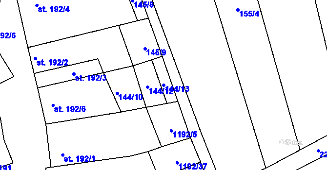 Parcela st. 144/13 v KÚ Násedlovice, Katastrální mapa