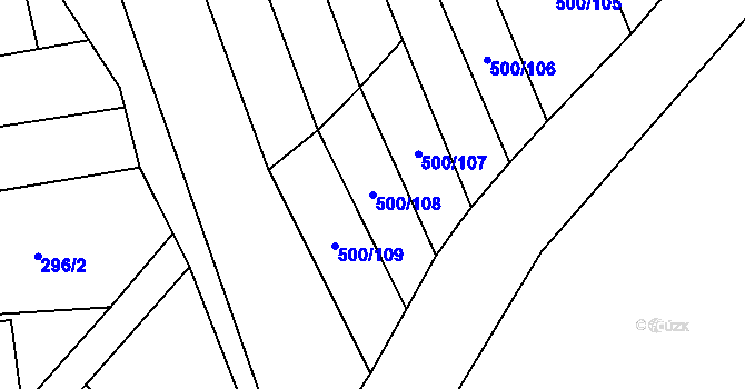 Parcela st. 500/108 v KÚ Násedlovice, Katastrální mapa