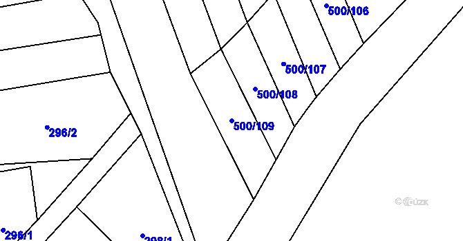Parcela st. 500/109 v KÚ Násedlovice, Katastrální mapa