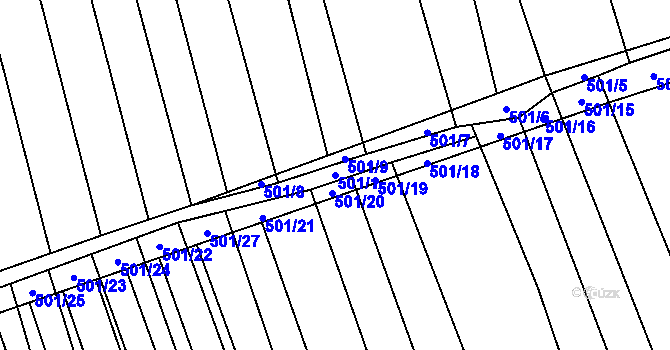 Parcela st. 501/1 v KÚ Násedlovice, Katastrální mapa