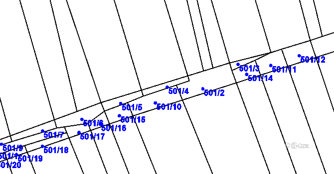 Parcela st. 501/4 v KÚ Násedlovice, Katastrální mapa