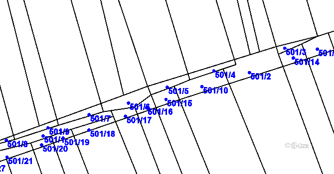 Parcela st. 501/5 v KÚ Násedlovice, Katastrální mapa