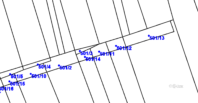 Parcela st. 501/11 v KÚ Násedlovice, Katastrální mapa