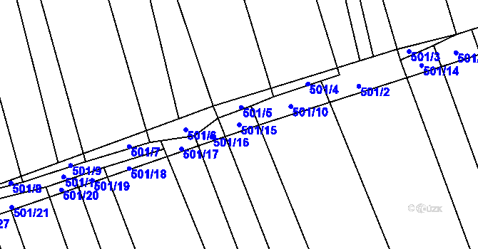 Parcela st. 501/15 v KÚ Násedlovice, Katastrální mapa