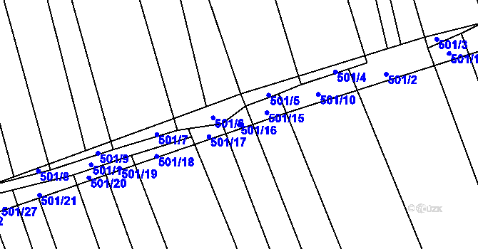 Parcela st. 501/16 v KÚ Násedlovice, Katastrální mapa