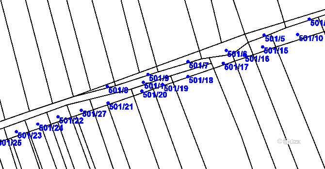 Parcela st. 501/19 v KÚ Násedlovice, Katastrální mapa