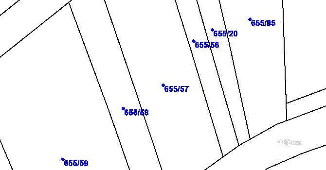 Parcela st. 655/57 v KÚ Násedlovice, Katastrální mapa
