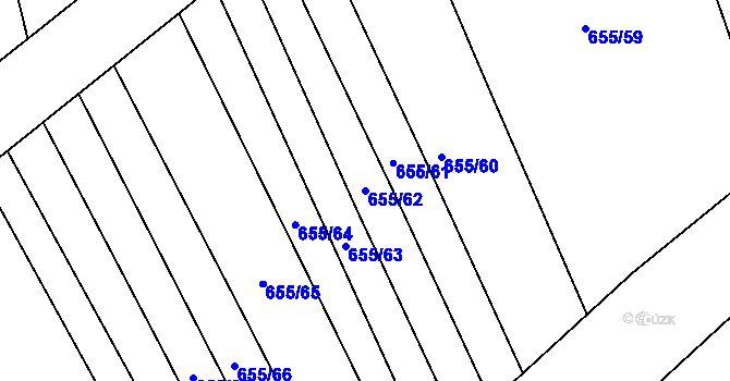 Parcela st. 655/62 v KÚ Násedlovice, Katastrální mapa