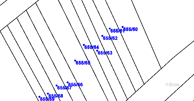 Parcela st. 655/63 v KÚ Násedlovice, Katastrální mapa