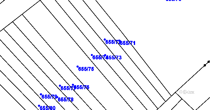 Parcela st. 655/73 v KÚ Násedlovice, Katastrální mapa