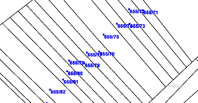 Parcela st. 655/76 v KÚ Násedlovice, Katastrální mapa