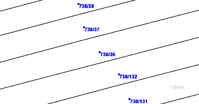 Parcela st. 738/36 v KÚ Násedlovice, Katastrální mapa