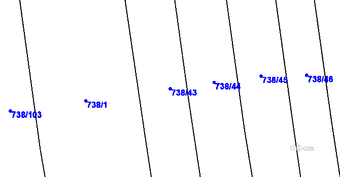 Parcela st. 738/43 v KÚ Násedlovice, Katastrální mapa
