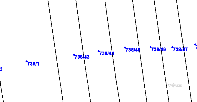 Parcela st. 738/44 v KÚ Násedlovice, Katastrální mapa