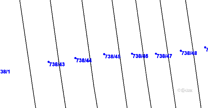 Parcela st. 738/45 v KÚ Násedlovice, Katastrální mapa