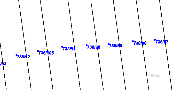 Parcela st. 738/90 v KÚ Násedlovice, Katastrální mapa