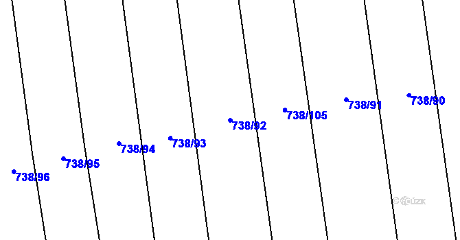 Parcela st. 738/92 v KÚ Násedlovice, Katastrální mapa