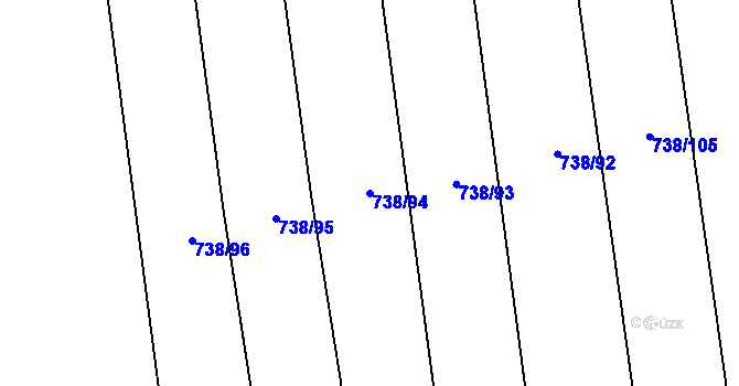 Parcela st. 738/94 v KÚ Násedlovice, Katastrální mapa