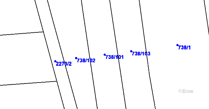 Parcela st. 738/101 v KÚ Násedlovice, Katastrální mapa