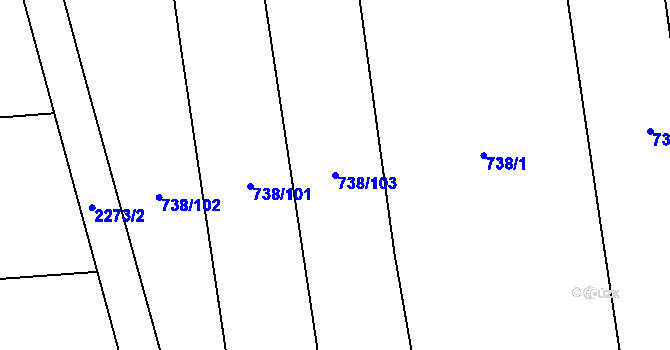 Parcela st. 738/103 v KÚ Násedlovice, Katastrální mapa