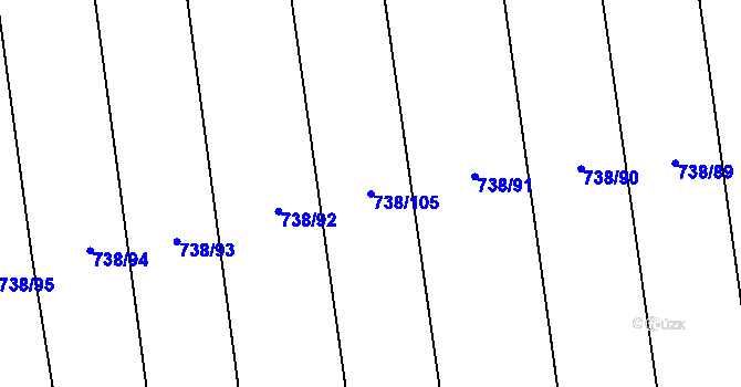 Parcela st. 738/105 v KÚ Násedlovice, Katastrální mapa