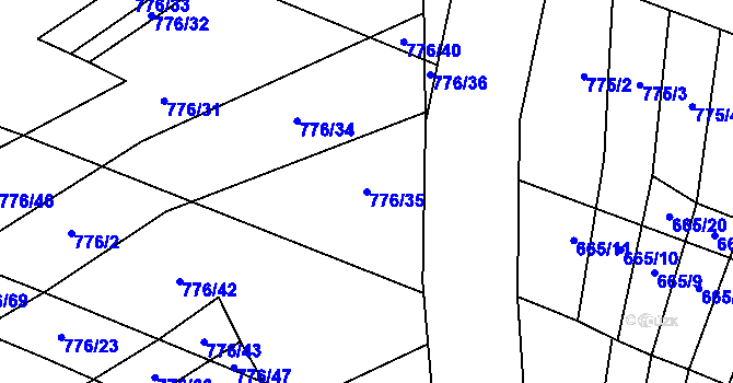 Parcela st. 776/35 v KÚ Násedlovice, Katastrální mapa