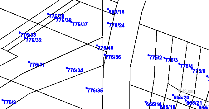 Parcela st. 776/36 v KÚ Násedlovice, Katastrální mapa