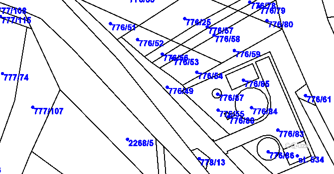 Parcela st. 776/49 v KÚ Násedlovice, Katastrální mapa