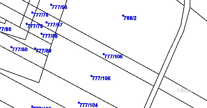 Parcela st. 777/106 v KÚ Násedlovice, Katastrální mapa