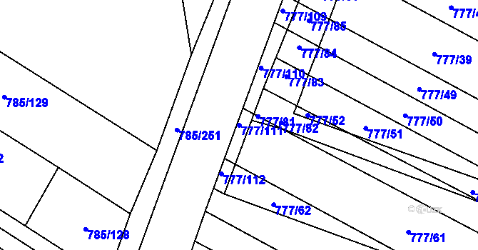 Parcela st. 777/111 v KÚ Násedlovice, Katastrální mapa